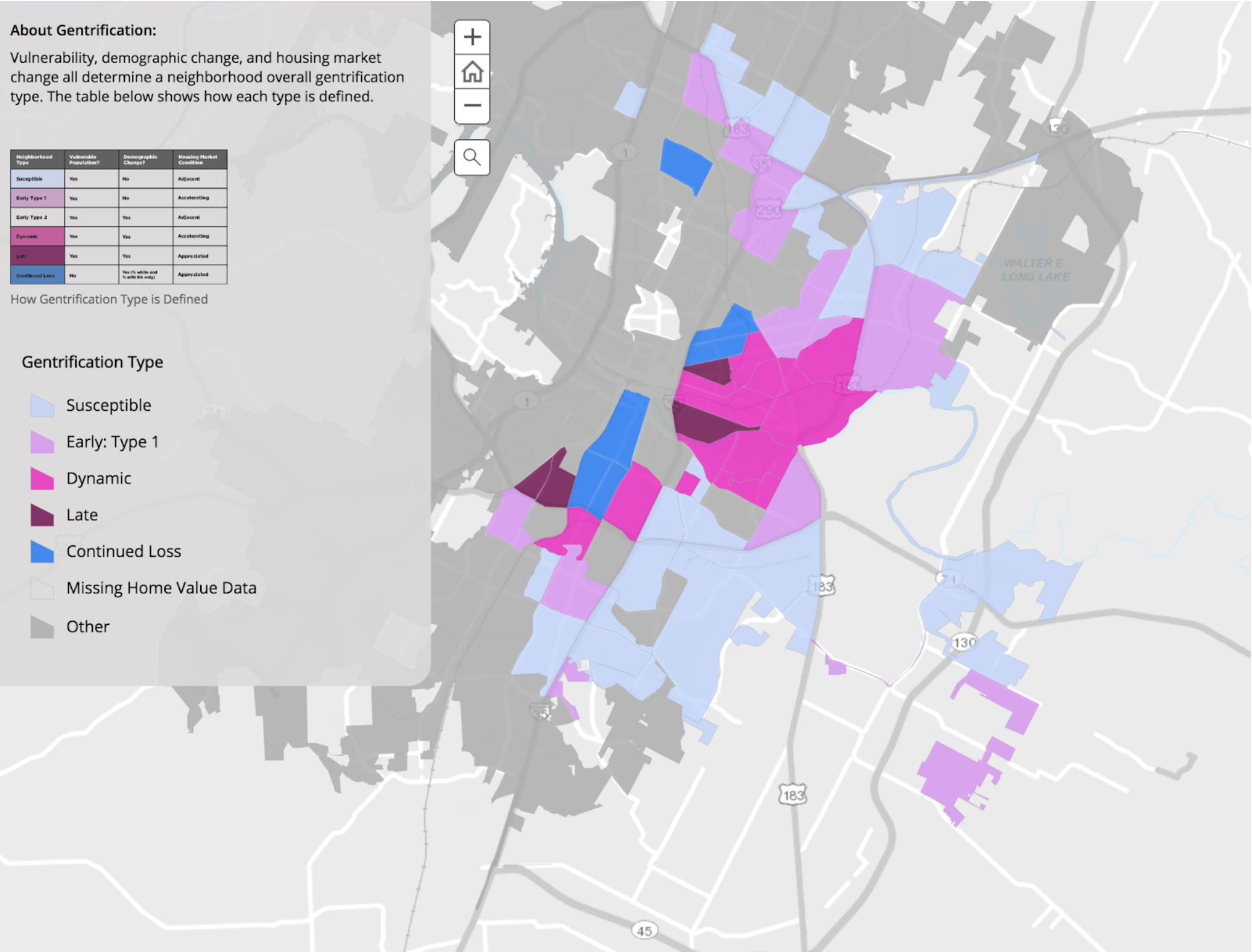 Gentrification map Austin